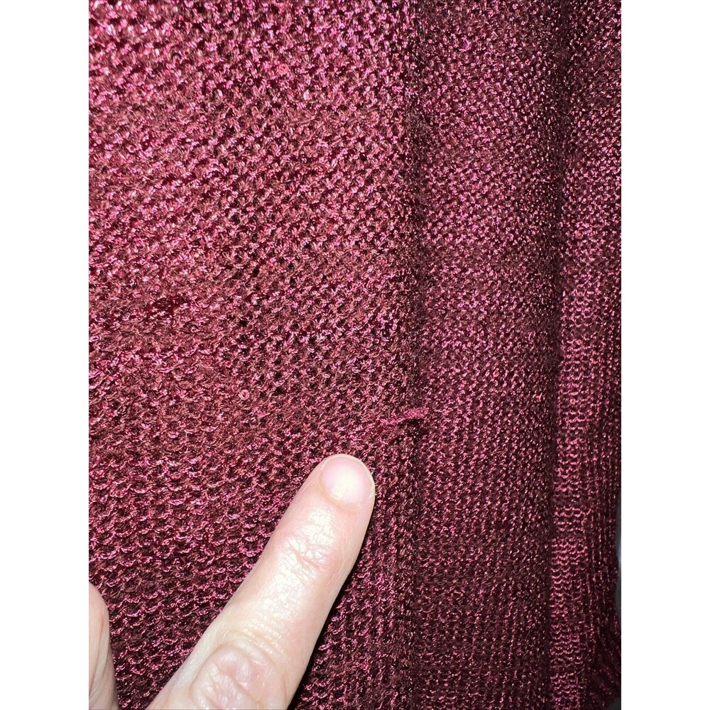 Jessica Simpson Burgundy Sparkle Lined Knit Sweater Tearose Layered Cutout XL - Picture 6 of 13